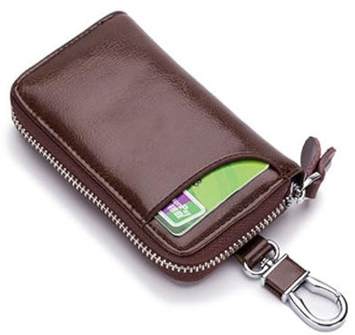 LTLSZRN Portachiavi in Pelle, Raccoglitore Chiave multifunzione,Borse universali per auto portachiavi per uomo donna,Tasche e Ganci, portafoglio portachiavi Impermeabile (marrone)