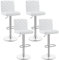 Yaheetech Lot de 4 Tabourets de Bar en Similicuir Réglables en Hauteur 92-113,5 cm Chaises de Bar Sièges Pivotants Modernes Design Rayures Tabourets Hauts Rembourrés Dossier Repose-Pied Blanc