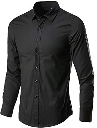 Chemise à manches longues pour homme - Coupe droite - Infroissable - Coupe droite - Chemise d'affaires, Noir , XXXL