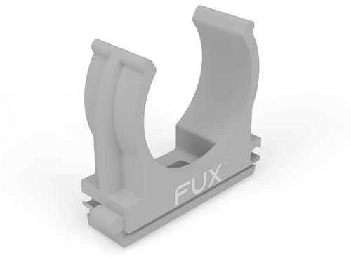 FUX 20 Stück Rohrschellen Klemmschellen M16-M50, 16mm-50mm Rohrhalterung Rohrclip Kunststoff für Isorohr, Stangenrohr, Kabel Leerrohr anreihbar und zum Festschrauben geeignet (M16, 16mm Lichtgrau)