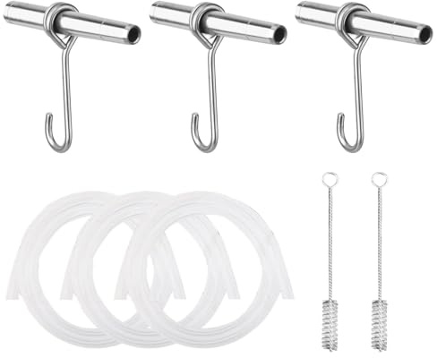 Maple Syrup Tapping Kit, Stainless Steel Maple Tree Taps Spiles for Making Maple Syrup, Maple Syrup Supplies Includes 3 Spiles, 3 Hooks, 3 3ft Food Grade Tubing & 2 Spile Cleaning Brushes