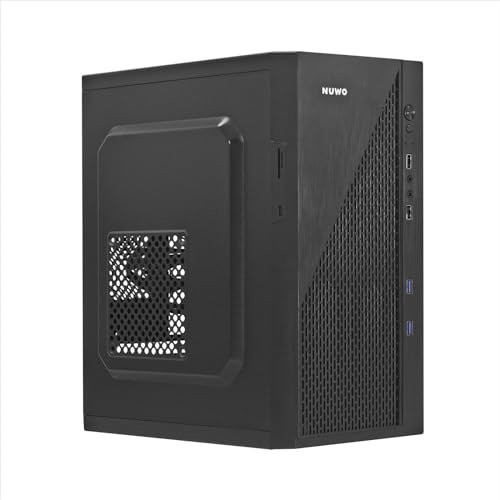 Nuwo Leshi L703 Micro-ATX Mini-ITX Gehäuse mit Netzteil 240 W für Desktop-PC Office Mini Tower mATX 0,40 mm SPCC, Kartenleser inklusive, USB 3.0, Schwarz