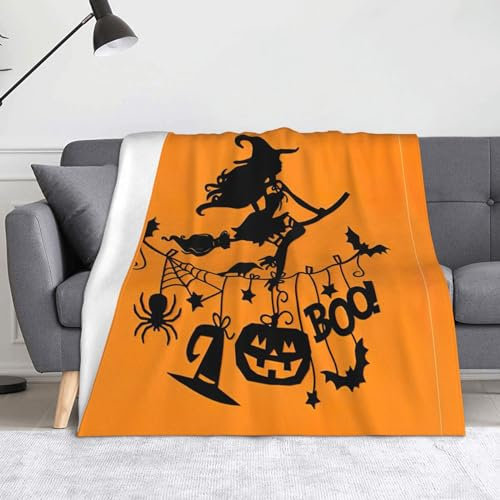 TNCAJMFK Fleece-Überwurf, Größe für Couch, Sofa oder Bett, 127 x 152,4 cm, Halloween-Hexe, fliegender Druck