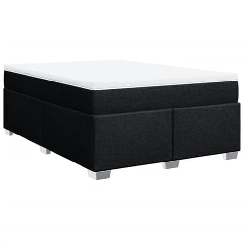 vidaXL Boxspringbett mit Matratze, Bett mit Bettfüße Matratzenauflage, Doppelbett für Schlafzimmer, Polsterbett Bettgestell Lattenrost, Schwarz 140x200cm Stoff