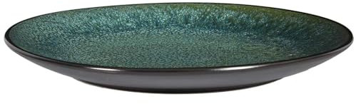HOME DECO FACTORY, KA0430, Assiette Elia en céramique Durable, Design Moderne et élégant, idéale pour Tous Vos Repas, Compatible Lave-Vaisselle, 27 cm, Vert et Noir