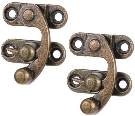 Schnell Verschluss, 2 Stück Antik Vintage Bronze Schlossverschluss Kleine Riegelhaken Schwenkarm Rechts Vorhängeschloss Riegelhaken Mit Schrauben Für Kleine Holzkiste, Schmuckschatulle, Weinkiste