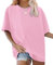 florynova Womens Tops Summer Oversized Tshirt Crewneck Short Sleeve Casual Blouse（Pure Pink，2XL