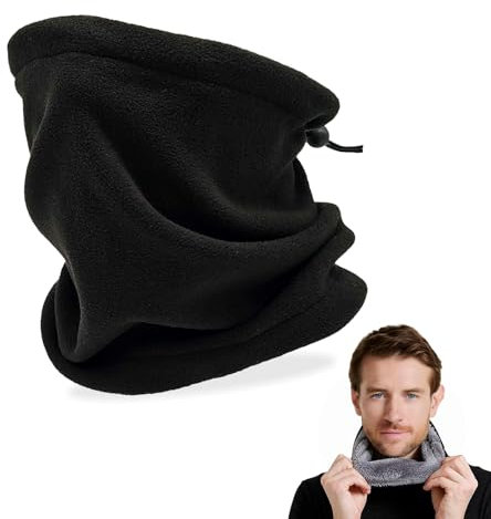 SEFIRST Tour de Cou pour Femme et Homme, Polaire Cache Cou, Gaiter Masque Cagoule Cache-Cou Hiver écharpe Coupe-Vent Ski Élastique Épais Snood Chauffant pour Moto Ski Marche Course Voyage, Noir