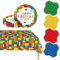POPOYU 37Pcs Building Blocks Party Tableware Set,Paper Party Dinnerware Set for Kid's Birthday with Plates,Tablecloth,Napkins,Table Decorations for Baby Shower,Boys,Party Supplies for 16 Guests