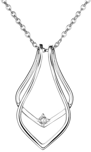 Cupimatch Ring Halter Halskette Tropfenkette: Edelstahl Ringhalter Anhänger mit Strass Elegant Personalisierte Wassertropfen kette Verlobungs Charm Jahrestag Geschenk für Frau Freundin, Gold/Silber