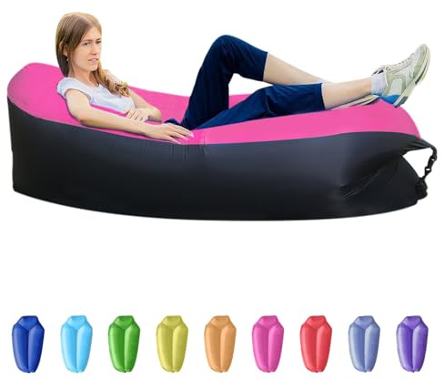 Xlabor Aufblasbares Sofa Wasserdicht Luft Sofa Wasserdicht Air Lounger mit Portable Paket Air Bett tragbares Lazy Lounger für Camping, Beach, Park, Strand gelbrot