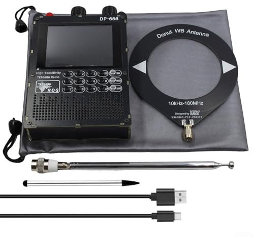 Radio portatile DP-666, radio ad alta sensibilità, radio FM AM a onde corte con chip automobilistico TEF6686, copertura withRDS, batteria ricaricabile da 5000 mAh (nero con antenna)