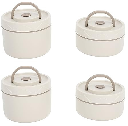 KooingTech Bento Lunchbox, Isolierte Edelstahl Lunchbox Mit Deckelversiegelung, Thermo Lunchboxs Warmhalten Bento Box (Beige, Mikrowellengeeignet)