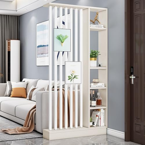 Raumteiler, Lamellenwand-Trennwand mit Regal-Displayständer für Heimbüro, Design von Boden bis Decke