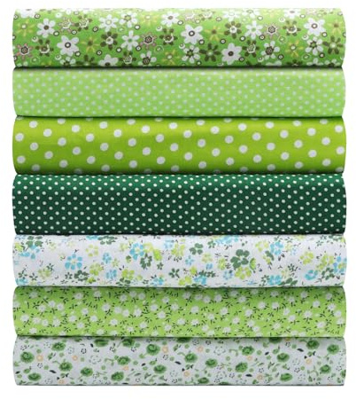 LOLANIUT 7 pcs 50x50cm Stoffreste Zum Nähen Substance mit Pflanzenmuster & Stoffschere, Baumwollstoff Patchwork Stoffe Paket Set – Diy Nähen & Basteln für Kinder Erwachsene Frühling Sommer Dekor
