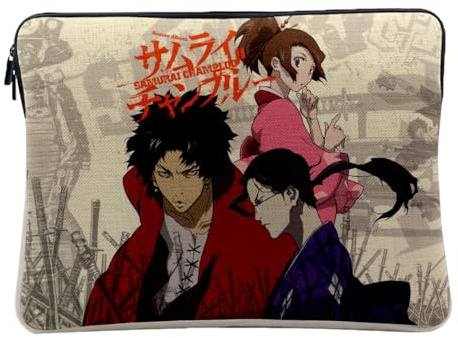 Housse Ordinateur et Tablette Aspect Lin - Samourai Champloo Manga Anime Japon - 14-15 Pouces Pochette de Protection PC Portable Imprimé en France