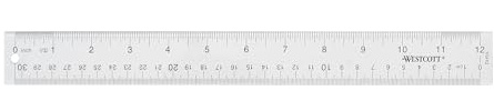 Westcott Acrylic Clear Ruler, Easy-to-Read Markings, Scratch-Resistant Design, Raised Beveled Edges, for Crafting, Office, Classroom, Back to School Supplies, 12-Inch