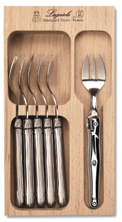 NEW Laguiole 6pc Cake Fork Set in CD (Stainless Steel)