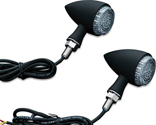 Kuryakyn 2510 Torpedo/Bullet Style Motorrad LED-Leuchten mit klaren Gläsern: Front-Position Blinker/Blinker-Blinker, mattschwarz, 1 Paar