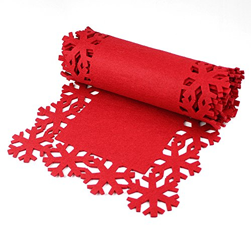 eBuyGB Festlicher Tischläufer für Weihnachten, Filz, rot, 31.6 x 10.8 x 8.61 cm