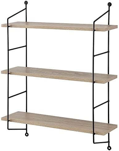 [en.casa] Wandregal Ösel Hängeregal Bücherregal hängend mit 3 Regalböden Holz-Optik Wohnzimmer Regal mit Stahlrahmen Küchenregal