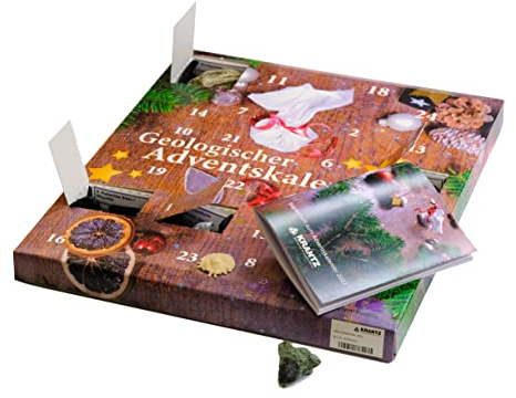 Mineralien - Adventskalender mit Edelsteinen und Kristallen für Sammler und Kinder - Version 2024 - ohne Plastik mit Begleitheft