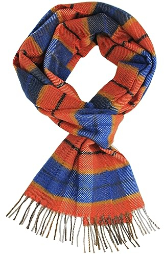 Rotfuchs Winterschal & Warm Karo modisch Mehrere Farbstellungen Wolle Made in Germany R720 (30 x 180 cm, Orange Blau)