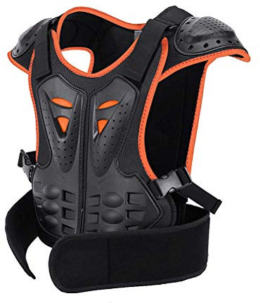 Gilet protettivo per bambini, per petto e colonna vertebrale, protezione per la schiena, per moto, motocross, sci, snowboard (arancione, L)
