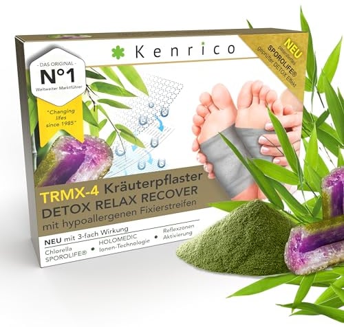 KENRICO TRMX-4 Kräuterpflaster Pflaster zum Entgiften [100% natürlich] Entgiftungspflaster Detox Relax Recover Entgiftung Pads Füße Detox Pflaster Körper entgiften Fusspflaster Patch Fuss