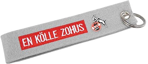 1. FC Köln Filz Schlüsselanhänger - En Kölle Zohus - grau Anhänger Keychain - Plus Lesezeichen I Love Köln
