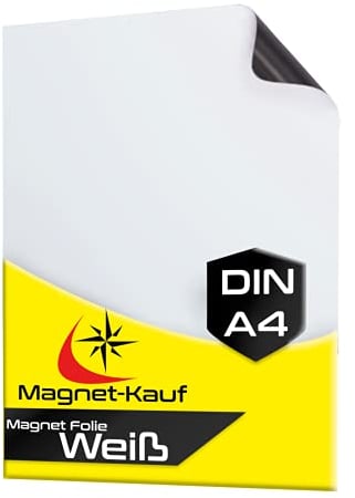 Magnetfolie DIN A4 - Magnetband - Bedruckbar und Beschreibbar - KFZ Magnetfolie -Magnet Folie zum Beschriften zum Schneiden Stanzen und Basteln [1 Stück] (Weiß)