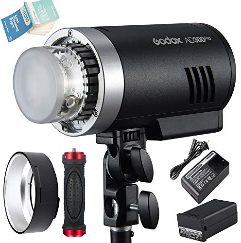 Godox AD300Pro AD300 Pro Blitz 300w 2.4G TTL Flash Strobe Speedlite1/8000 HSS, 320 Vollleistung 5600±100K Stabile Farbe 2W Modellleuchte für Nikon Canon Sony Fuji Olympus Panasonic Kamera
