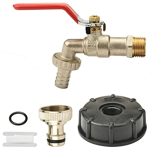 Drado IBC Container Zubehör Adapterdeckeldeckeladapter + 1/2 Zoll Hahn + Auslauf