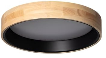 LEDKIA LIGHTING - Plafón LED 20W Circular Ø470 mm | CCT Seleccionable | 1800 lm | 40,000 Horas de Vida Útil | Instalación Sencilla | Madera y Acero, Blanco Frío, Neutro, Cálido, Negro, Madera