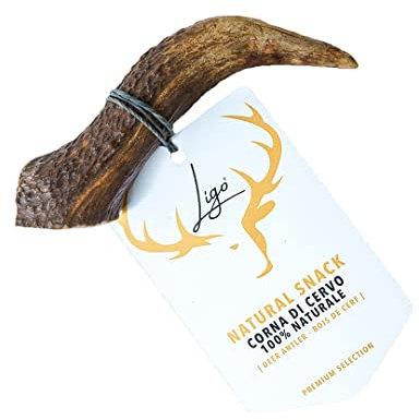Ligo Corna di Cervo per Cani 100% Naturale Masticare Giocattolo Osso. Taglia S | 50-79 g