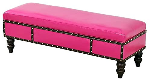 Premium Cuir Synthétique Pouf Coffre De Rangement Banc,Haut De Levage Banc De Rangement Rembourré Banquette,Tabouret Chaussures Changer De Tabouret Pour Salon Couloir Entrée-Rouge rose 60x40x40cm(24x1