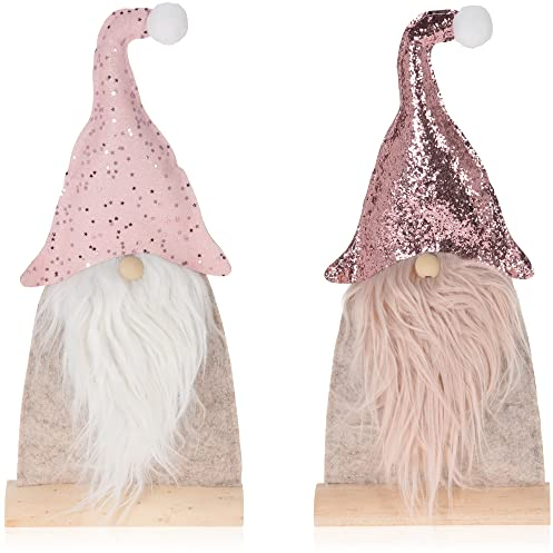 com-four® 2X Weihnachtsdeko Weihnachtsmann Figur aus Filz - Fensterbrett Dekoration zu Weihnachten - Winterdeko - Weihnachtsfigur - Filzdeko [Auswahl variiert] (02 Stück Weihnachtsmann 34cm rosa)