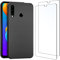 NEW'C Funda para Huawei P30 Lite Carcasa Silicona Negra y 2X Protector de Pantalla para Huawei P30 Lite Cristal Templado - Antiarañazos