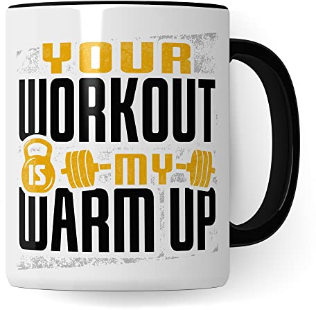 Workout Tasse, Gym Geschenk, Fitness Kaffeebecher, Kaffeetasse Humor Witz Geschenkidee für Trainer Krafttraining Bodybuilder Sport Becher