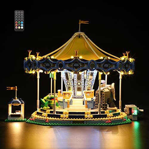 GEAMENT LED Licht-Set (Fernbedienung) Kompatibel mit Lego Karussell Konstruktionsspielzeug (Carousel) - Beleuchtungsset für Creator 10257 (Modell-Set Nicht enthalten)