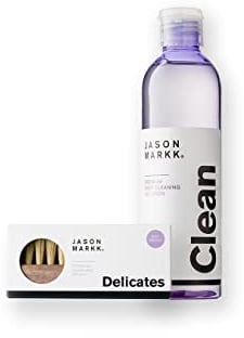 Jason Markk Deep Cleaning Solution & Delicates Brush, Shoe Cleaner, Trainers Care, 2-Piece Set, Conditions, Soft Bristles, Ideal for Footwear, Safe for Leather, Suede, Nubuck, Cotton, Knits, 8oz