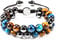 VGWON Bracelet Triple Protection pour Homme Femme 8mm HéMatite Noire et Bleue Oeil de Tigre Bracelet de Perles en Pierre Naturelle pour Homme Femme Bonne Chance et ProspéRité