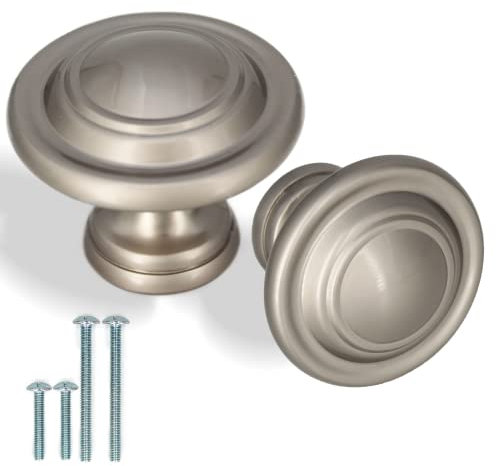 Hyneesun (2 Pack Bifold-Door knob 1-3/4 (44mm) Diameter Large Closet-Door knobs/Bifold-Door knobs (matt Nickel)