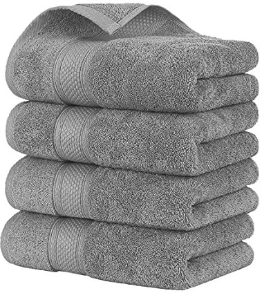 NAUSHA HOME,Premium Groß Handtücher Ballen Set,4er Pack & 6 Teile,100% weiche Baumwolle Handtücher, Hotel & Spa Qualität Dicke Handtücher (Grau, 4)