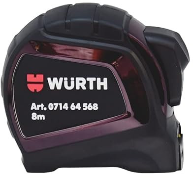 Würth 71464568 - Nastro tascabile per misura con alloggiamento in plastica, classe di precisione ll, larghezza banda 25 mm, campo di misurazione massimo 8 m
