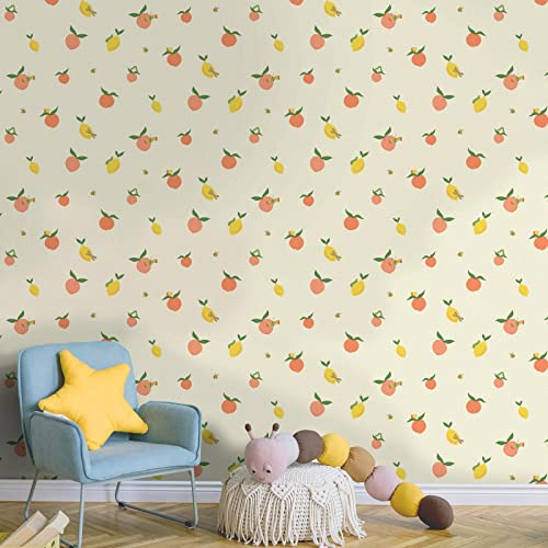 Holden Tutti Fruity Wallpaper Oranges Lemons Peaches - Cream/Orange 13270