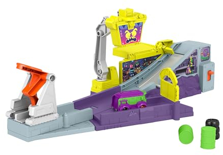 Fisher-Price DC Batwheels Spielzeugauto-Spielset, Zoom-Legion-Zentrale mit Rampe und Starter sowie Prank dem Jokermobil, ab 3 Jahren, HNP07
