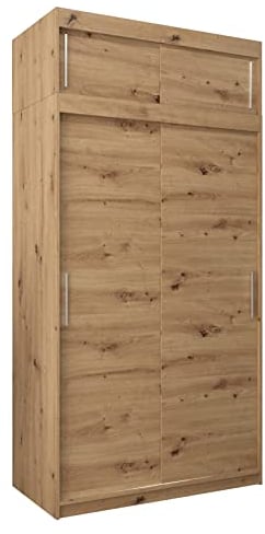 MEBLE KRYSPOL Tokyo 120 Kleiderschrank mit Zwei Schiebetüren für Schlafzimmer – moderner Aufbewahrungsschrank mit Kleiderstange und Regalen – 120x240x62cm - Artisan mit Verlängerung