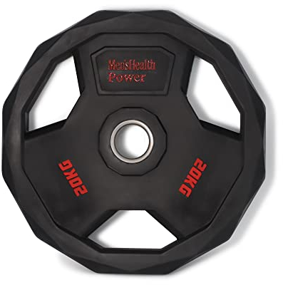 Men's Health 20kg Hantelscheiben 1er Set - Für Ø50mm Langhantelstangen - Hantelscheibe mit Polyurethanschutz - Gewichtsscheiben Set für Zuhause - Hochwertig Hantel
