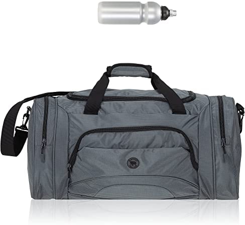 Sporttasche Damen Herren Color XL 62 cm 53 L Nassfach Reisetasche Schuhfach Sport Fitness Sauna Gym Bag Tasche sehr groß 1298 + Trinkflasche (Titan Grey (Grau))